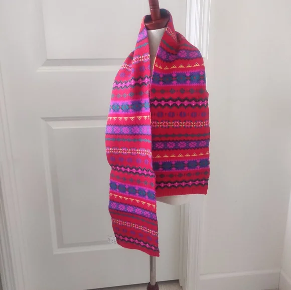 New!J.Crew in fair isle Multi colored Crewcuts 100% wool scarf & gloves Kids set - Picture 2 of 12